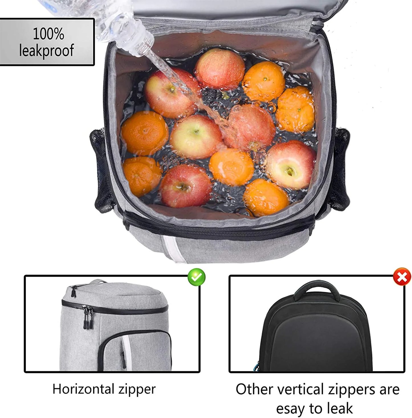 Insulated Waterproof Backpack Cooler - Lightweight Soft Cooler Bag for Men and Women, Ideal for Work, Lunch, Picnics, Camping, and Hiking, Holds Up to 30 Cans