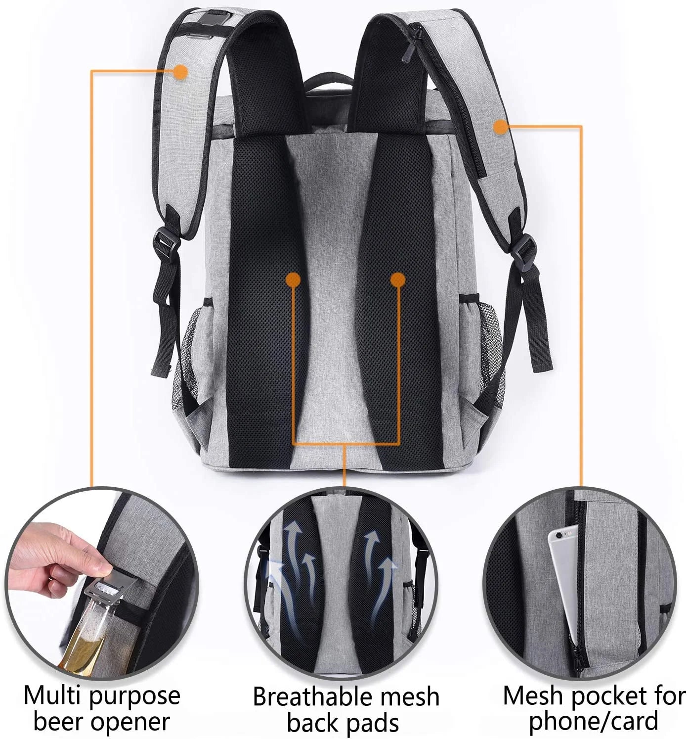 Insulated Waterproof Backpack Cooler - Lightweight Soft Cooler Bag for Men and Women, Ideal for Work, Lunch, Picnics, Camping, and Hiking, Holds Up to 30 Cans
