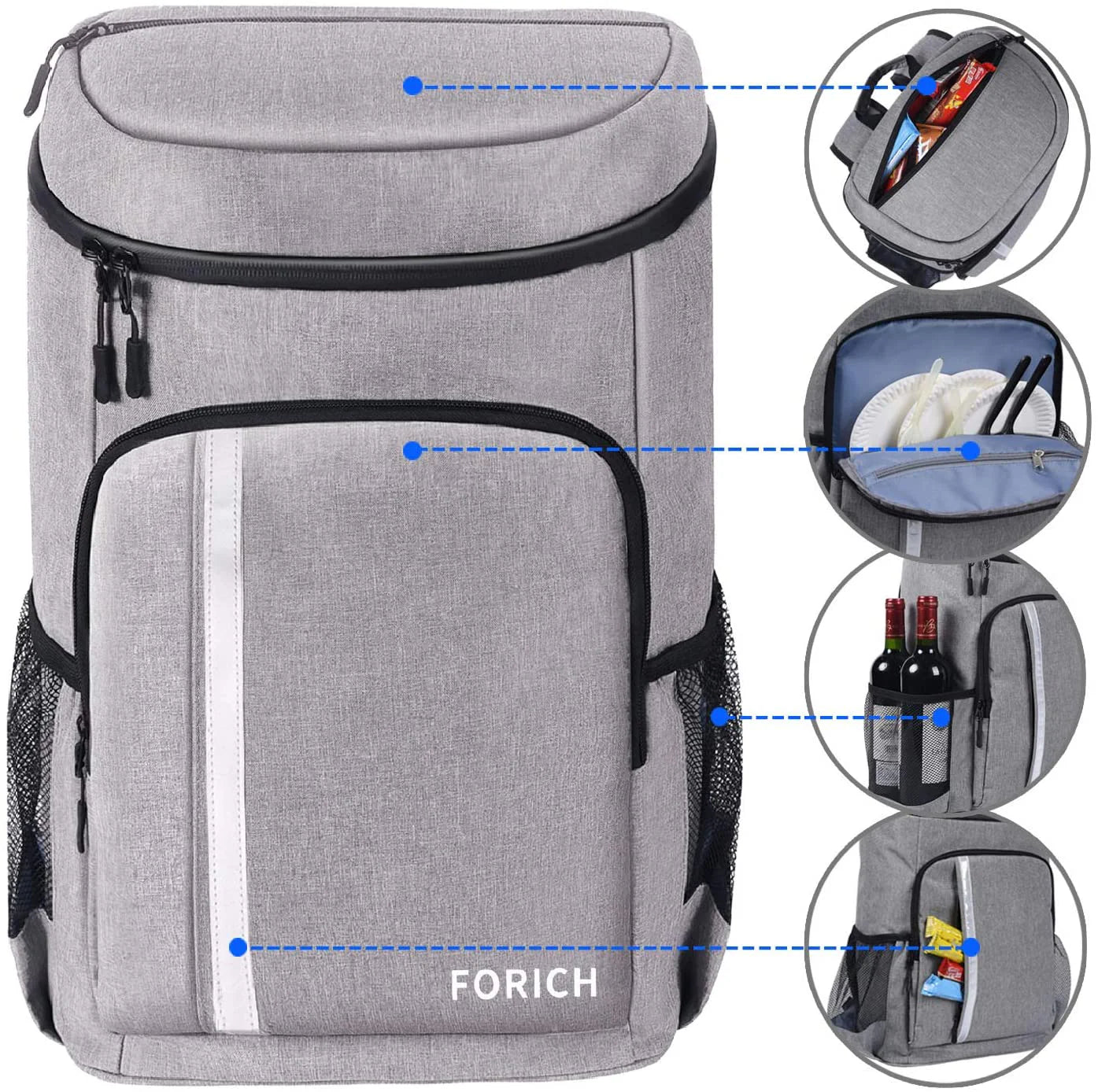 Insulated Waterproof Backpack Cooler - Lightweight Soft Cooler Bag for Men and Women, Ideal for Work, Lunch, Picnics, Camping, and Hiking, Holds Up to 30 Cans