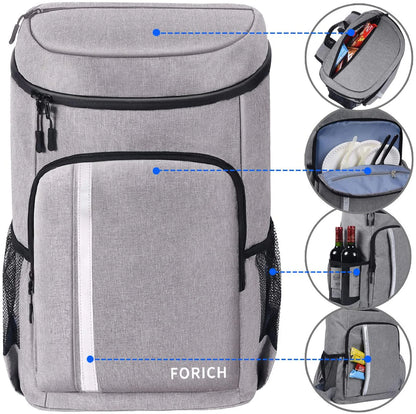 Insulated Waterproof Backpack Cooler - Lightweight Soft Cooler Bag for Men and Women, Ideal for Work, Lunch, Picnics, Camping, and Hiking, Holds Up to 30 Cans